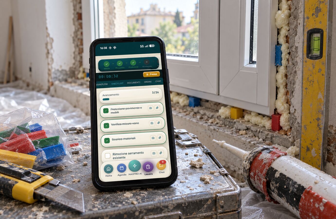 La checklist di posa in cantiere, col serramento appena messo in opera